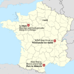 Two mosques and one Muslim-owned business were attacked in France in January 2015 Aftermath 2015 Paris shooting.png