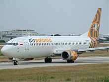 An Air Polonia Boeing 737-400 taxiing at Malta International Airport, Malta (2003)