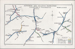 Spoorlijnen in zuidwest Londen in 1912