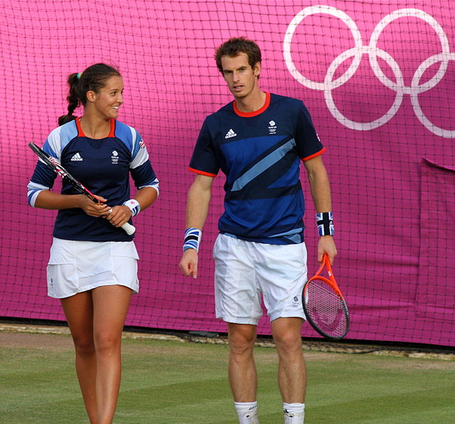 Andy Murray and Laura Robson, professional athletes competing in the tennis mixed doubles event at the 2012 Summer Olympics.