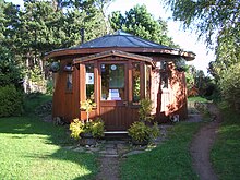 This barrel house was the first dwelling constructed at the Findhorn Ecovillage. Barrel House.jpg