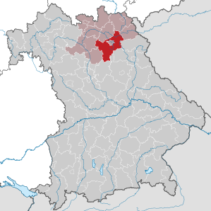 Beliggenheden af Landkreis Bayreuth i Bayern (klikbart kort)