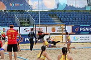 Deutsch: Beachhandball Europameisterschaften 2019 (Beach handball Euro); Tag 3: 4. Juli 2019 – Frauen, Hauptrunde Gruppe II, Deutschland-Spanien 1:2 (18:24, 24:14, 8:9) English: Beach handball Euro; Day 3: 4 July 2019 – Women Main Round Group II – Germany-Spain 1:2 (18:24, 24:14, 8:9)