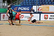 Deutsch: Beachhandball Europameisterschaften 2019 (Beach handball Euro); Tag 2: 3. Juli 2019 – Männer, Vorrunde Gruppe B, Serbien-Portugal 2:0 (20:15, 88:17) English: Beach handball Euro; Day 2: 3 July 2019 – Men Preliminary Round Group B - Serbia-Portugal 2:0 (20:15, 88:17)