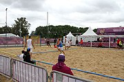 Deutsch: Beachhandball bei den Olympischen Jugendspielen 2018; Tag 4, 11. Oktober 2018; Jungs, Vorrunde, Gruppe B - Spanien-Kroatien 2:0 English: Beach handball at the 2018 Summer Youth Olympics at 11 October 2018 – Boys Preliminary Round Group B‎ – Spain-Croatia 2:0