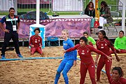 Deutsch: Beachhandball bei den Olympischen Jugendspielen 2018; Tag 6, 12. Oktober 2018; Mädchen, Platzierungsrundenspiel – Russland-Venezuela 2:0 English: Beach handball at the 2018 Summer Youth Olympics at 12 October 2018 – Girl's Consolation Round – Russland-Venezuela 2:0