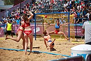 Deutsch: Beachhandball bei den Olympischen Jugendspielen 2018 in Buenos Aires; Tag 7, 13. Oktober 2018; Mädchen, Halbfinale – Niederlande-Kroatien 0:2 English: Beach handball at the 2018 Summer Youth Olympics in Buenos Aires at 13 October 2018 – Girls Semifinal – Netherlands-Croatia 0:2 Español: Handball de playa en los Juegos Olimpicos de la Juventud Buenos Aires 2018 en 13 de octubre de 2018 – Semifinales Femeninas - Países Bajos-Croacia 0:2