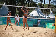 Deutsch: Beachvolleyball bei den Olympischen Jugendspielen 2018; Tag 8, 14. Oktober 2018; Mädchen, Achtelfinale – Mexiko-China 0:2 (15–21/16–21) English: Beach volleyball at the 2018 Summer Youth Olympics at 14 October 2018 – Girls Round of 16 – Mexico-China 0:2 (15–21/16–21)