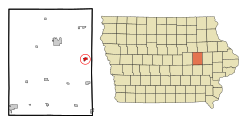 Benton County Iowa Incorporated and Unincorporated areas Shellsburg Highlighted.svg