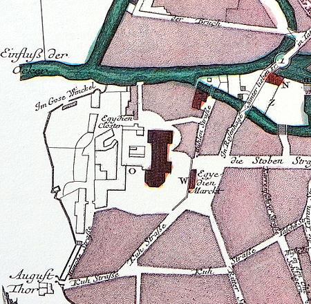 Braunschweig Aegidienfreiheit Stadtplan um 1755 von AHC Conradi