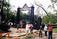 Park Entrance after Hurricane Juan, September 29, 2003 Brokengarden.jpg