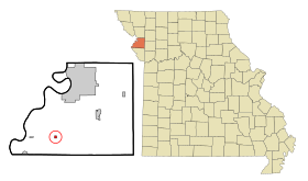Buchanan County Missouri Incorporated and Unincorporated areas De Kalb Highlighted.svg