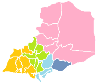 Legislative districts of Bulacan, including San Jose del Monte. Bulacan districts.PNG