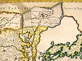An Italian map showing the "Kingdom of the Nüzhen" or the "Jin Tartars", who "have occupied and are at present ruling China", north of Liaodong and Korea, published in 1682