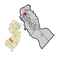 Location of Collingswood within Camden County: Inset: Location of Camden County within the State of New Jersey.