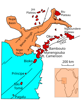 Major geographical features near Cameroon line