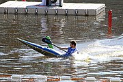 Deutsch: Kanusport bei den Olympischen Jugendspielen 2018; Tag 10, 16. Oktober 2018; Kleines Finale um die Bronzemedaille Jungen Einer-Kajak-Slalom: Tom Bouchardon (Frankreich) - George Snook (Neuseeland) English: Canoeing at the 2018 Summer Youth Olympics at 16 October 2018 – Boys' K1 slalom Bronze Medal Race: Tom Bouchardon (France) - George Snook (New Zealand)