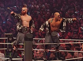 The Bar as Raw Tag Team Champions at WrestleMania 34 Cesaro&Sheamus Tag Champs WM34 crop.jpg