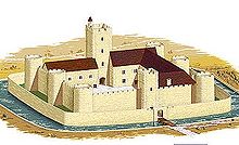 Disegno raffigurante il castello nel XII secolo.