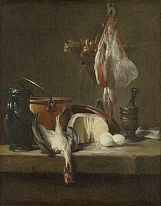 Nature morte à la raie et au panier d'oignons, vers 1732 – Wadsworth Atheneum, Hartford.