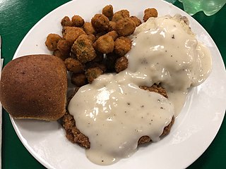 Chicken fried steak American breaded cutlet dish