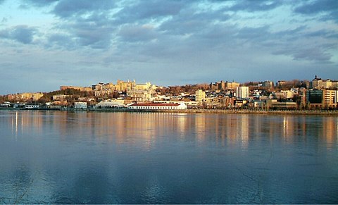 Chicoutimi as seen from the bank of the Saguenay River