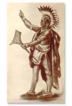 Odawa warrior with gunstock war club.