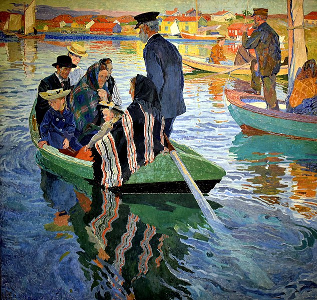 File:Church-Goers in a Boat, 1909, by Carl Wilhelmson. Nationalmuseum, Stockholm, Sweden.jpg