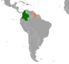 Location map for Colombia and Guyana.