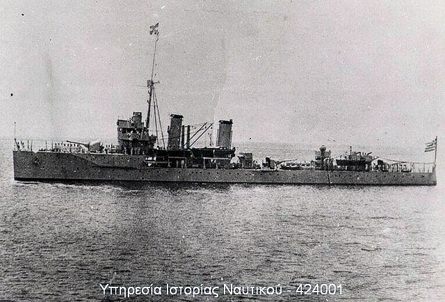 Greek cruiser Elli that was sunk on 15 August 1940 while she sat at anchor.