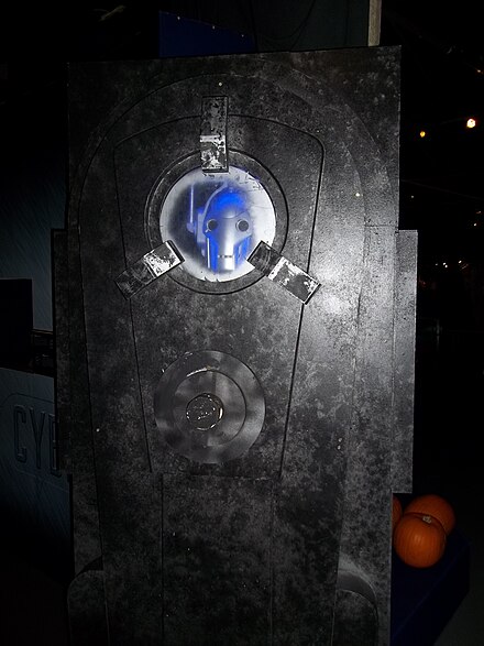 Cyberman in stasis as shown in the episode, on display at the Doctor Who Experience.