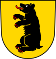 Orso seduto di nero, armato e lampassato di rosso (Nellingen, Germania)