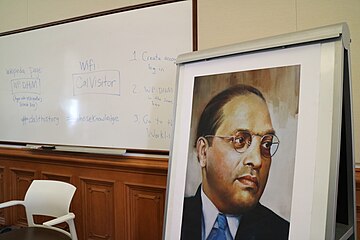 B. R. Ambedkar portrait at Dalit History Month event