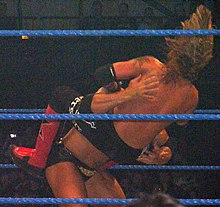 Dave Bautista giving a spinebuster to Edge during a live event Dave Batista - Spinebuster.jpg