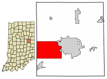 Delaware County Indiana beépített és be nem épített területek Yorktown Highlighted 1886084.svg