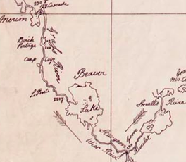 Detail dari David Thompson 1814 Peta dari Utara-Barat Wilayah.png