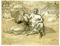Drawing a satyr a girl and goats by Claude Lorrain 1650.jpg