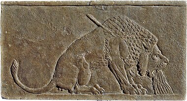 Room 55 – Lion Hunt of Ashurbanipal (detail), Nineveh, Neo-Assyrian, Iraq, c. 645 BC