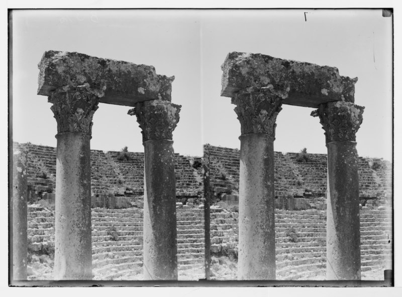 File:East of the Jordan and Dead Sea. Columns and southern theatre, Jerash LOC matpc.05766.tif