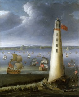 A contemporary painting of Rudyard's lighthouse by Isaac Sailmaker. Eddystone Lighthouse RMG BHC1796.tiff