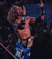 Edge, pictured with his custom Rated-R Spinner belt, at Unforgiven during his second WWE Championship reign