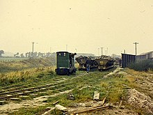 Narrow gauge diesel locomotives at Eldons Sidings of Fayles Tramway Eldons Sidings on Fayles Tramway.jpg