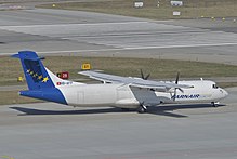 An ASL Airlines Switzerland ATR 72-200F in its former Farnair colors Farnair Europe ATR 72-201F; HB-AFP@ZRH;14.03.2012 644ao (6856387620).jpg