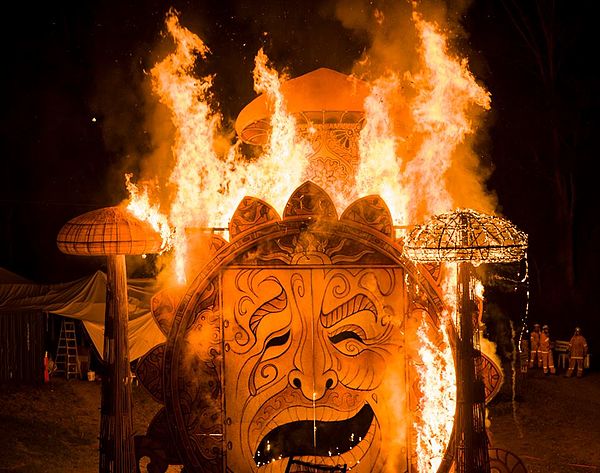 The Fire Event, every year a symbolic structure is ceremoniously set alight.
