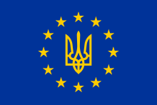 The flag used by activists in the Euromaidan protests Flag of European Ukraine.svg