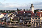 English: View from the mole tower in Friedrichshafen in the early morning. Deutsch: Blick vom Moleturm in Friedrichshafen am frühen Morgen.