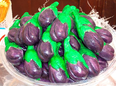 A basket of eggplants