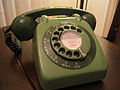 706 Two Tone Green Telephone manufactured 1963. This sample, unfortunately, has a cracked dial, but is an early version as later dials were clear