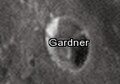 English: Gardner lunar crater as seen from Earth with satellite craters labeled