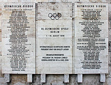 Gedenktafel am Olympiastadion Berlin, in Berlin-Westend